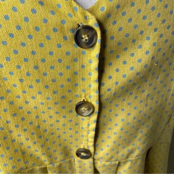 Umgee Polka Dot with Pockets Summer Dress Women's Yellow with Blue Size Large - Picture 12 of 16